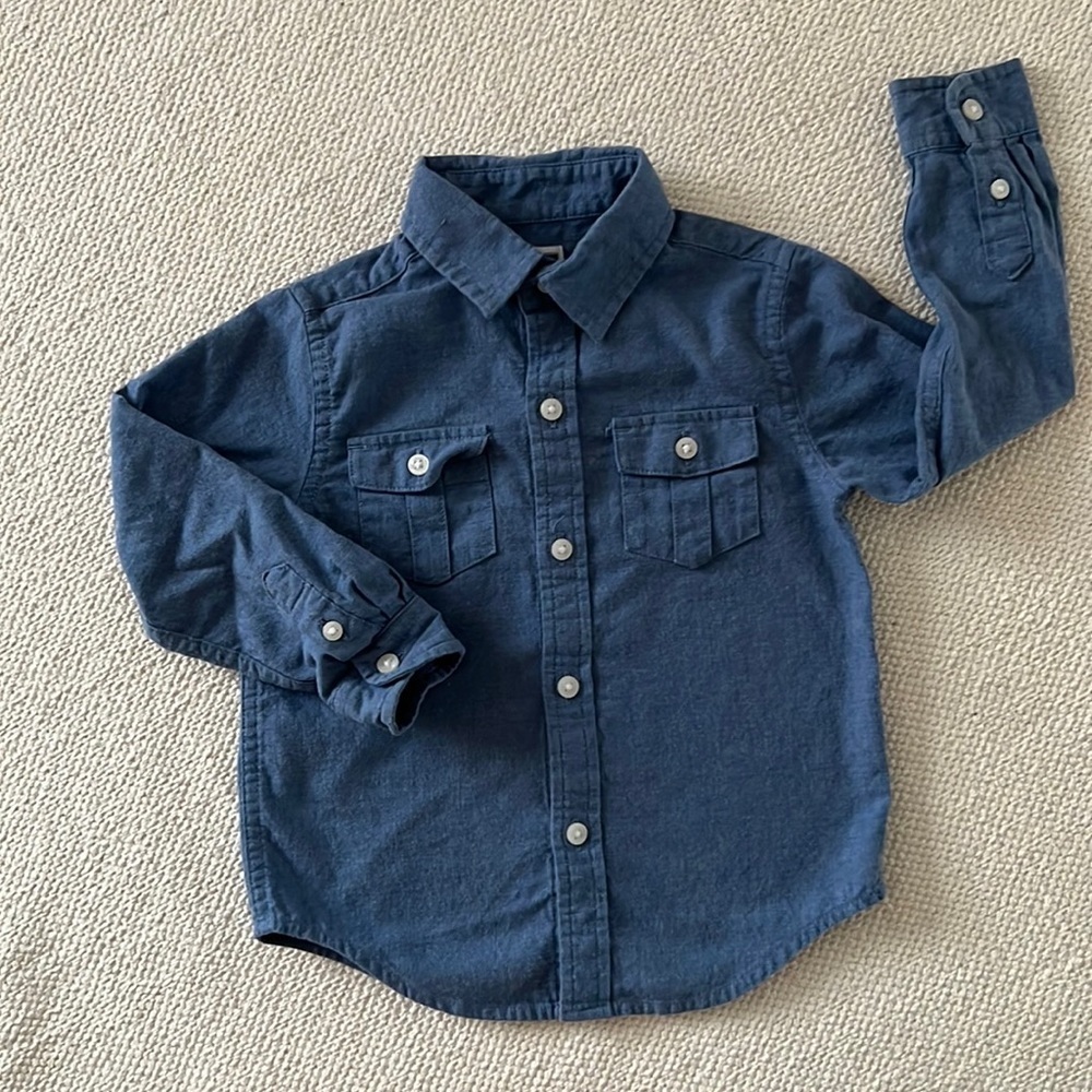 Janie & Jack Blue Cotton Button Down Shirt
